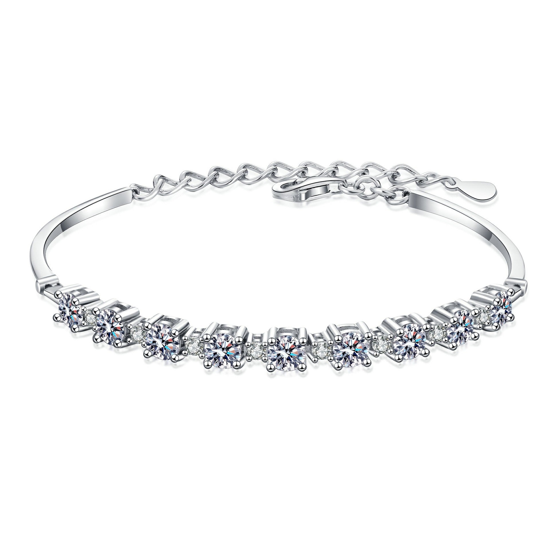 Moissanite Gorgeous Round Cut Bracelet-Sterling Silver-lornajewelry
