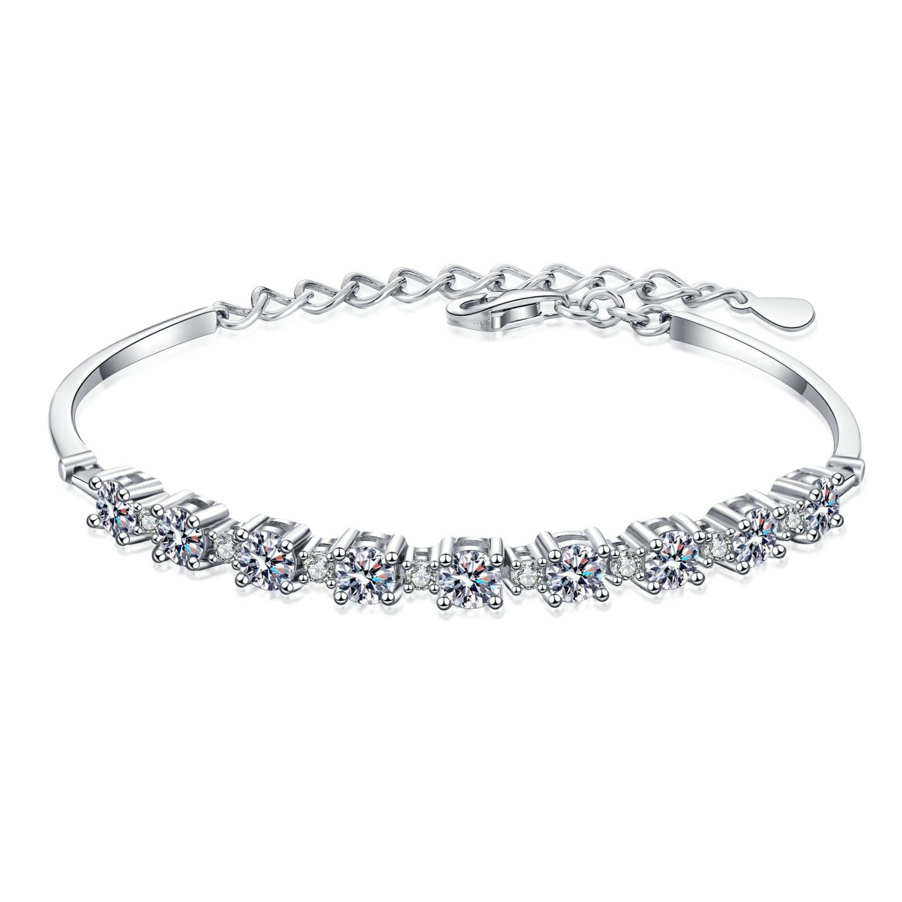 Moissanite Gorgeous Round Cut Bracelet-Sterling Silver-lornajewelry