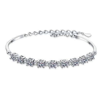 Moissanite Gorgeous Round Cut Bracelet-Sterling Silver-lornajewelry