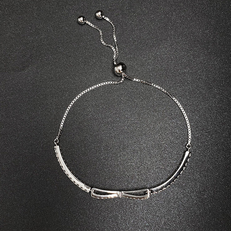 Elegant Bow Design Bracelet For Women In Sterling Silver-Sterling Silver-lornajewelry