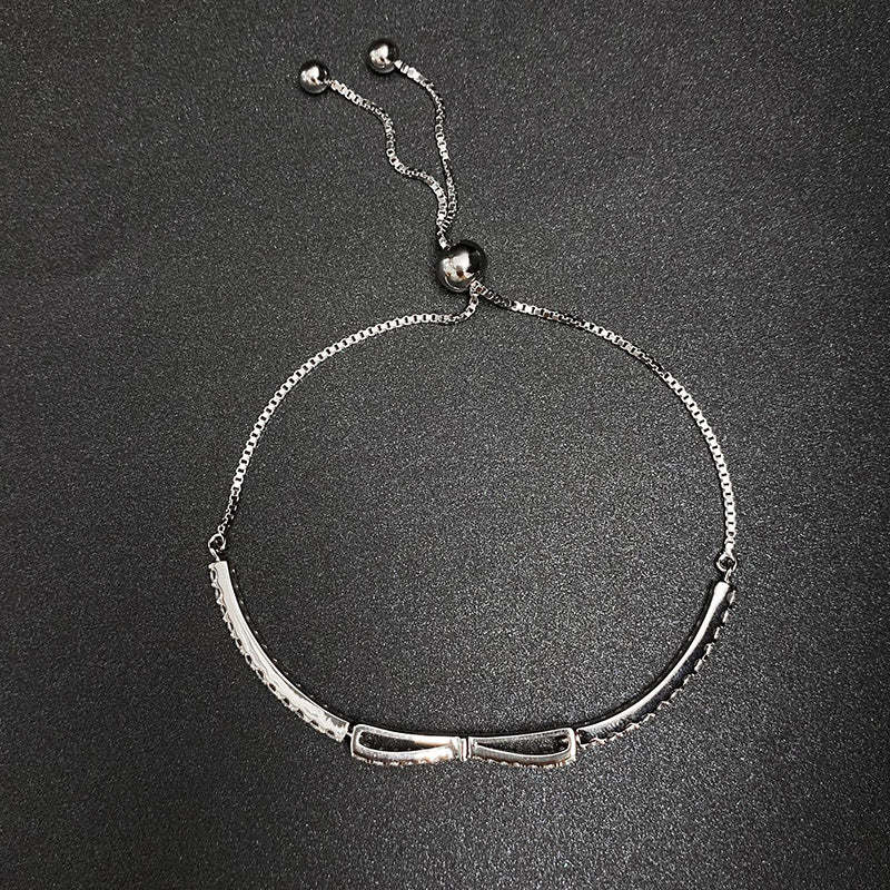 Elegant Bow Design Bracelet For Women In Sterling Silver-Sterling Silver-lornajewelry