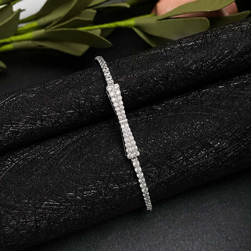 Elegant Bow Design Bracelet For Women In Sterling Silver-Sterling Silver-lornajewelry