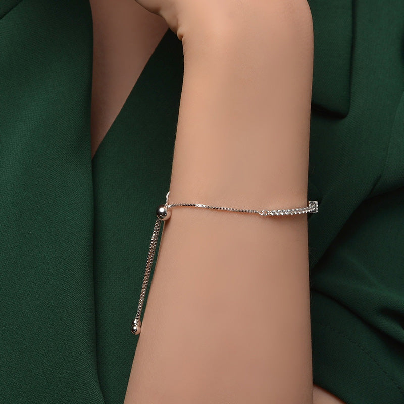 Elegant Bow Design Bracelet For Women In Sterling Silver-Sterling Silver-lornajewelry