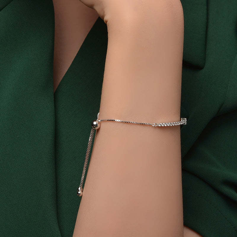 Elegant Bow Design Bracelet For Women In Sterling Silver-Sterling Silver-lornajewelry