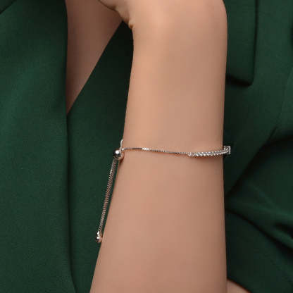 Elegant Bow Design Bracelet For Women In Sterling Silver-Sterling Silver-lornajewelry