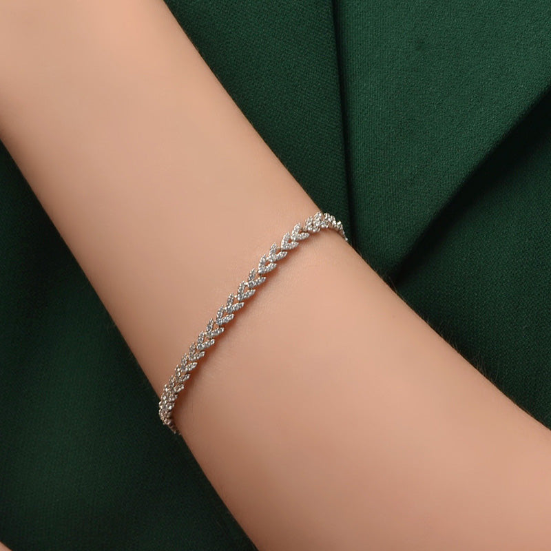 Fashion Wheat Ear Design Bracelet For Women In Sterling Silver-Sterling Silver-lornajewelry