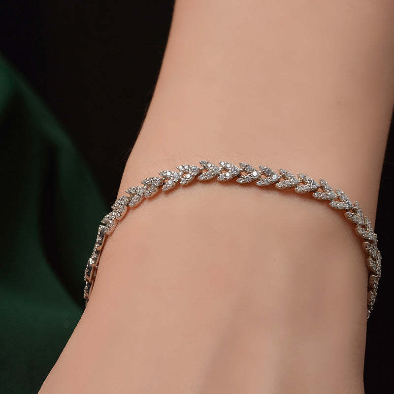 Fashion Wheat Ear Design Bracelet For Women In Sterling Silver-Sterling Silver-lornajewelry