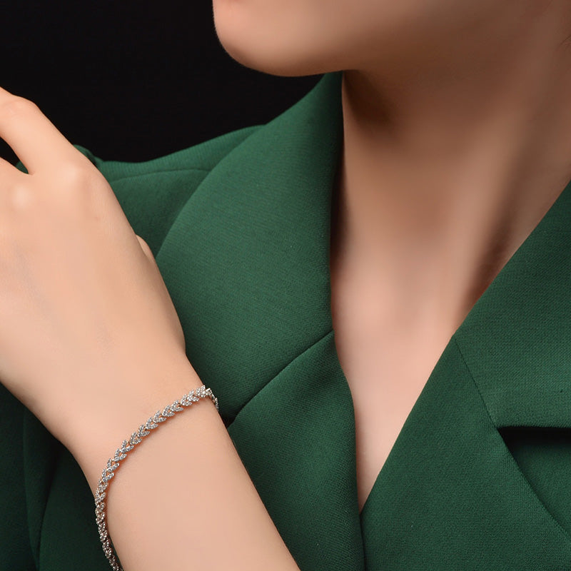 Fashion Wheat Ear Design Bracelet For Women In Sterling Silver-Sterling Silver-lornajewelry