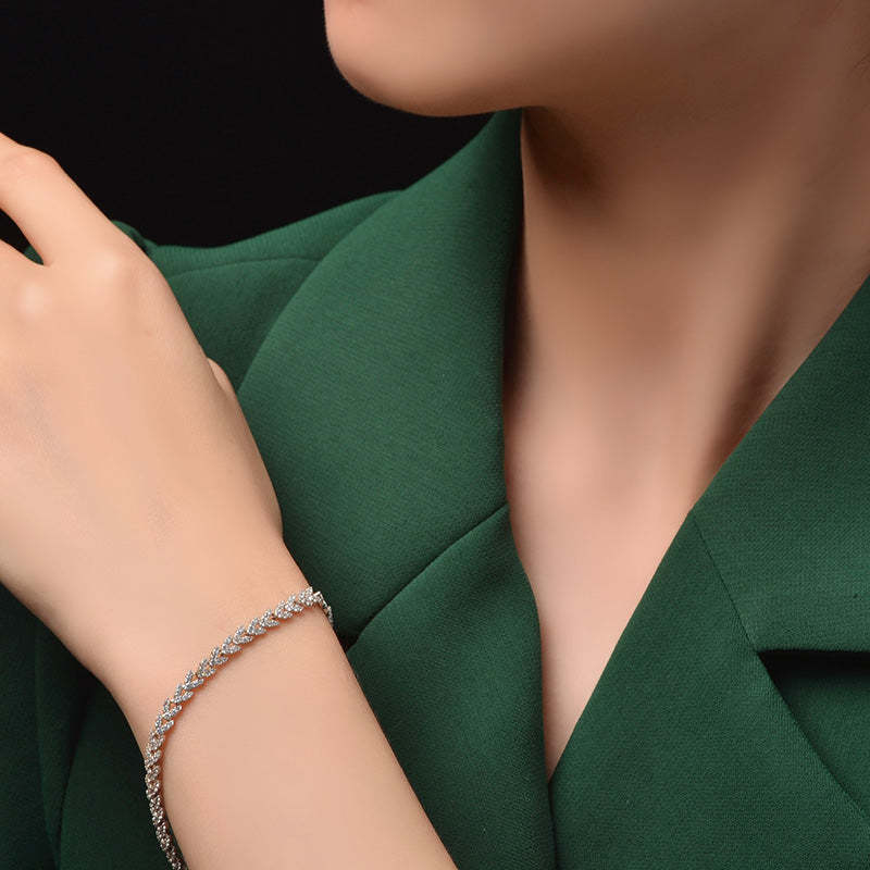 Fashion Wheat Ear Design Bracelet For Women In Sterling Silver-Sterling Silver-lornajewelry