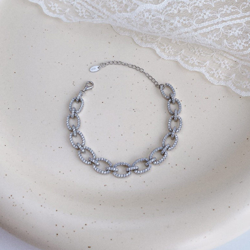 Fashion Design Round Cut Bracelet For Women In Sterling Silver-Sterling Silver-lornajewelry
