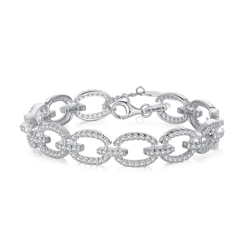 Fashion Design Round Cut Bracelet For Women In Sterling Silver-Sterling Silver-lornajewelry
