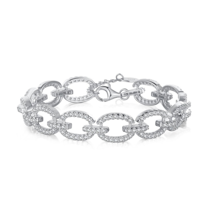 Fashion Design Round Cut Bracelet For Women In Sterling Silver-Sterling Silver-lornajewelry
