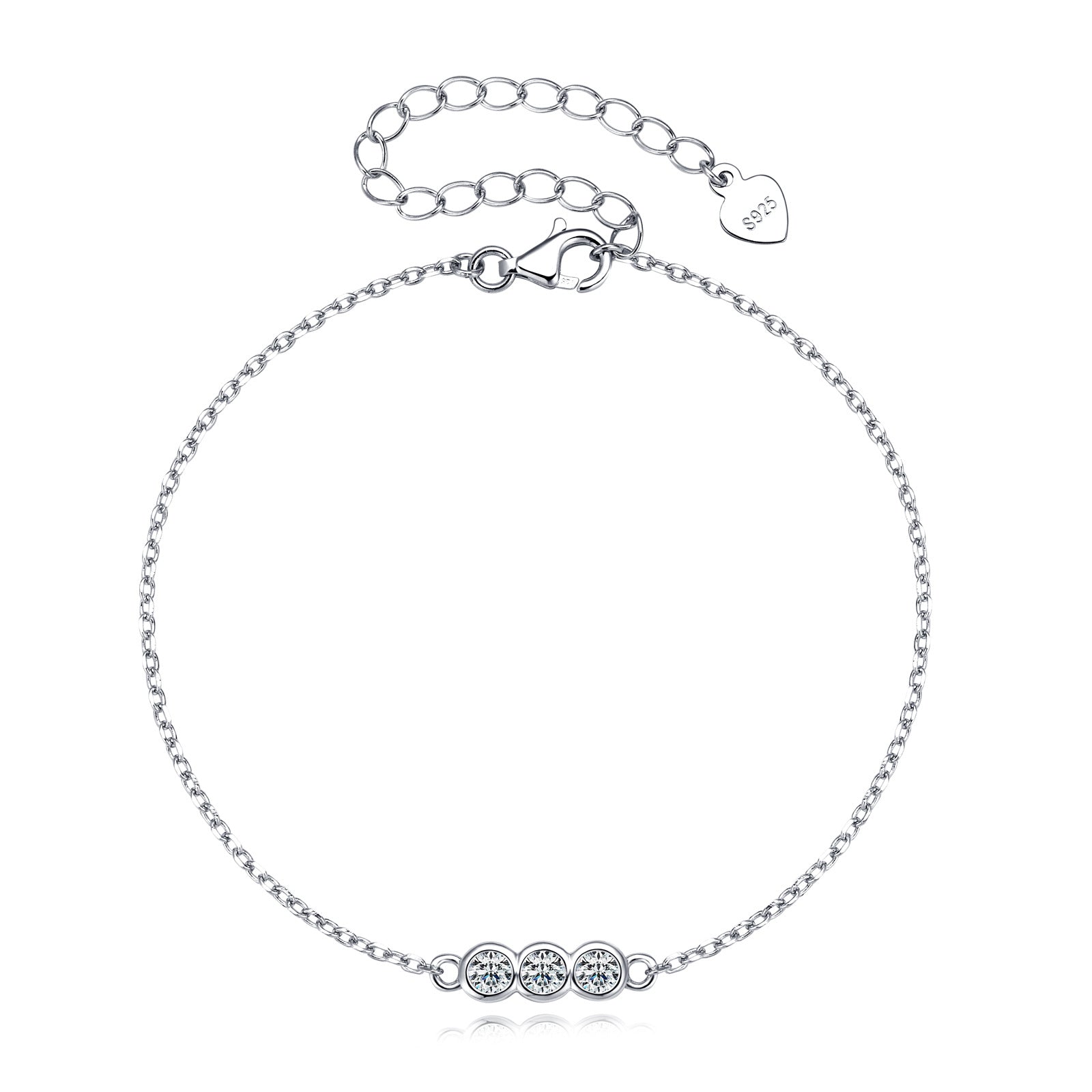 Moissanite Exclusive Bezel Round Cut Bracelet In Sterling Silver-Sterling Silver-lornajewelry