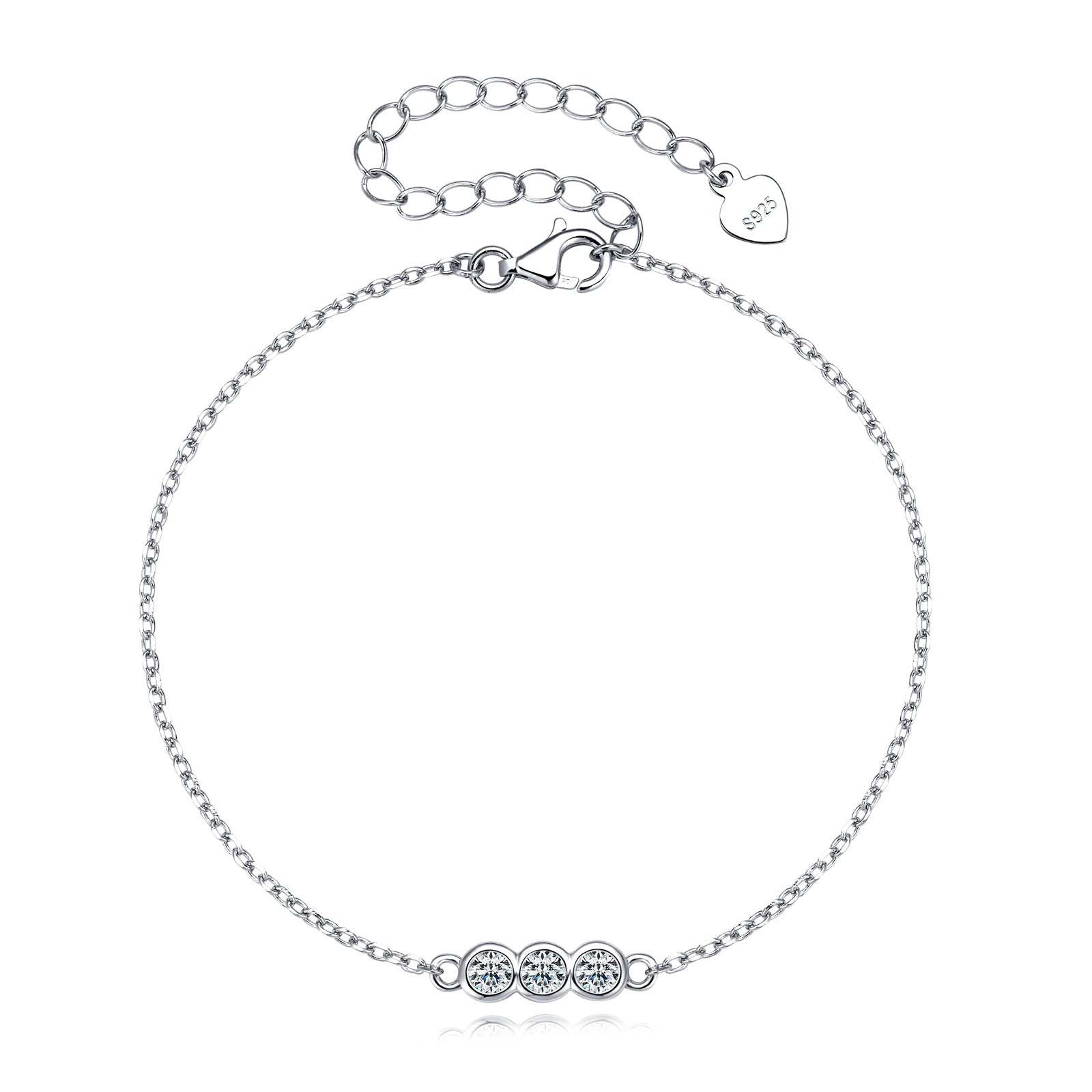 Moissanite Exclusive Bezel Round Cut Bracelet In Sterling Silver-Sterling Silver-lornajewelry
