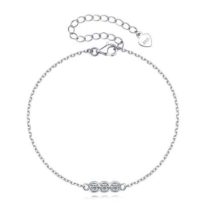 Moissanite Exclusive Bezel Round Cut Bracelet In Sterling Silver-Sterling Silver-lornajewelry