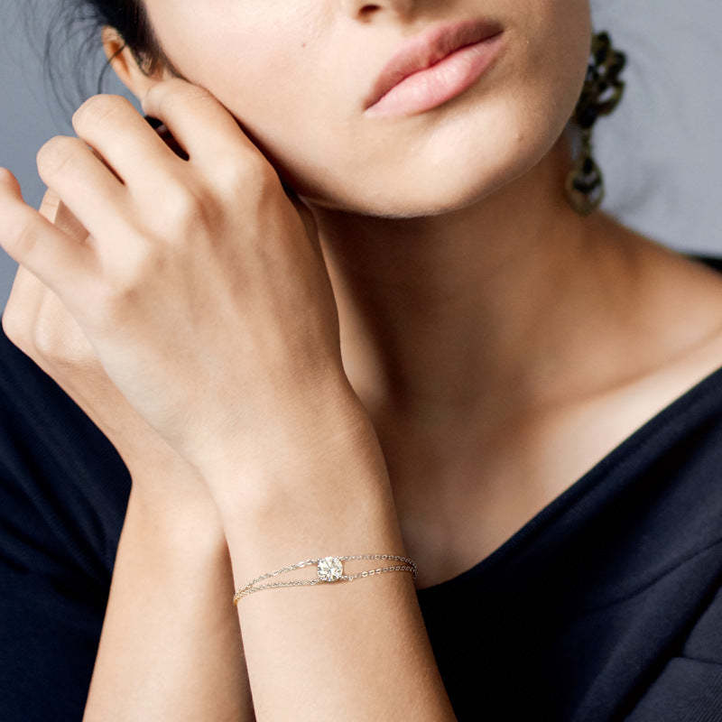 Moissanite 4 Prongs Round Cut Bracelet-Sterling Silver-lornajewelry