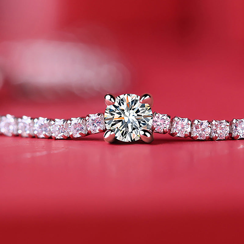 Moissanite Round Cut Bracelet-Sterling Silver-lornajewelry