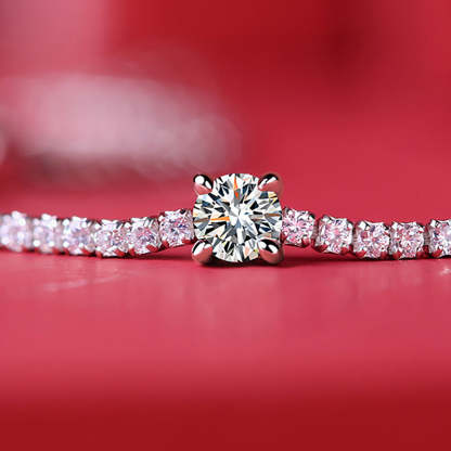 Moissanite Round Cut Bracelet-Sterling Silver-lornajewelry