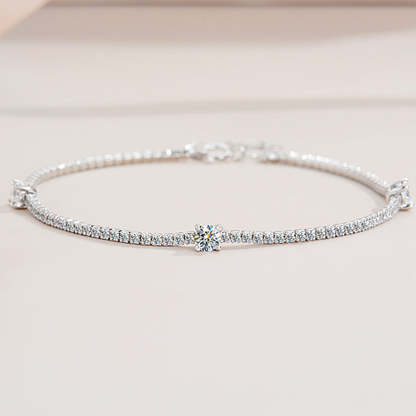 Moissanite Round Cut Bracelet-Sterling Silver-lornajewelry