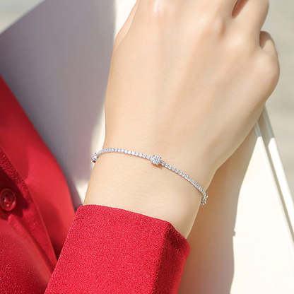 Moissanite Round Cut Bracelet-Sterling Silver-lornajewelry