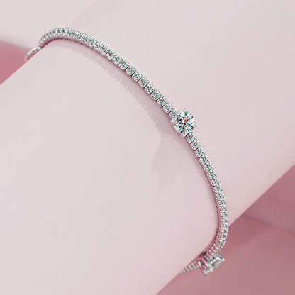 Moissanite Round Cut Bracelet-Sterling Silver-lornajewelry