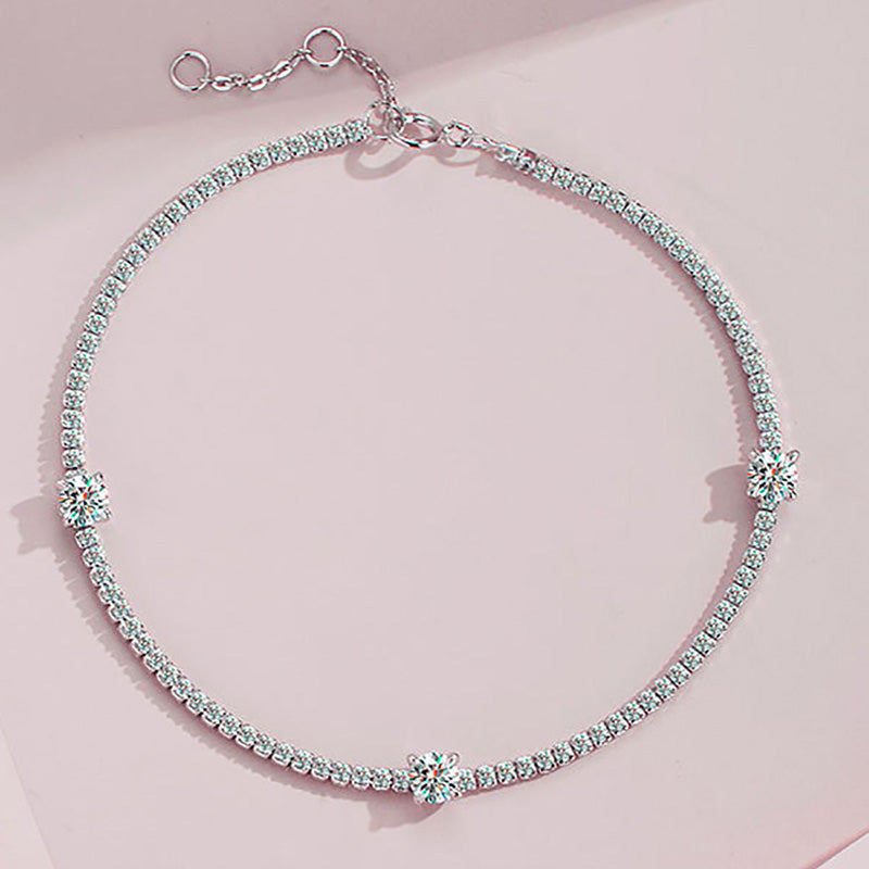 Moissanite Round Cut Bracelet-Sterling Silver-lornajewelry