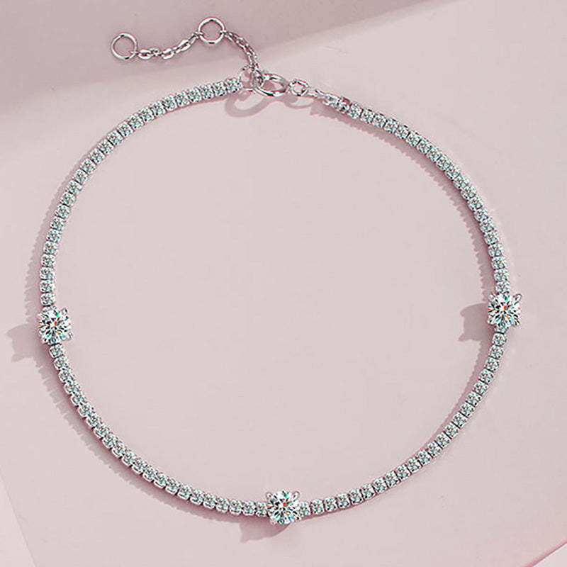 Moissanite Round Cut Bracelet-Sterling Silver-lornajewelry