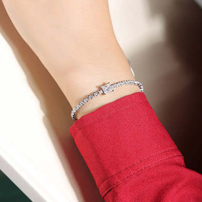 Moissanite 1.0 Carat Princess Cut Bracelet-Sterling Silver-lornajewelry