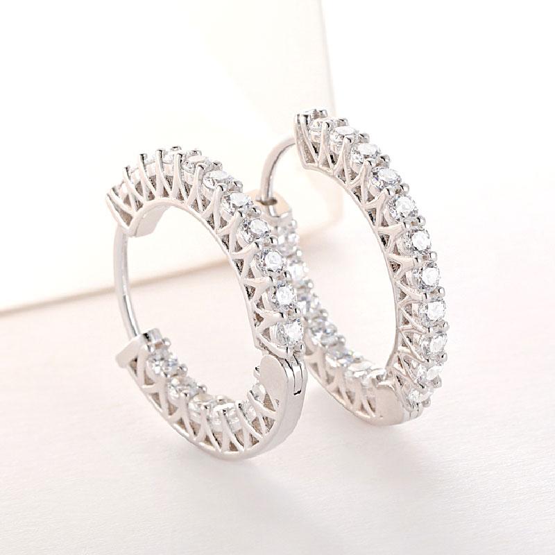 Women's Classic Round Cut Hoop Earrings In Sterling Silver-Sterling Silver-lornajewelry