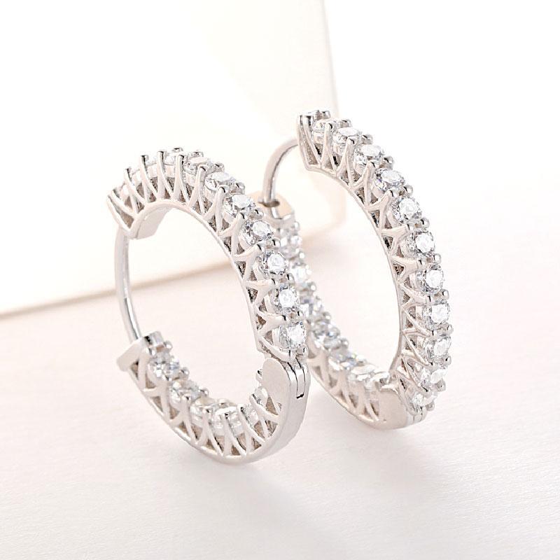 Women's Classic Round Cut Hoop Earrings In Sterling Silver-Sterling Silver-lornajewelry