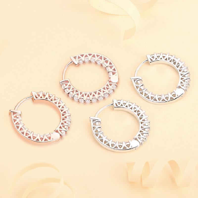 Women's Classic Round Cut Hoop Earrings In Sterling Silver-Sterling Silver-lornajewelry