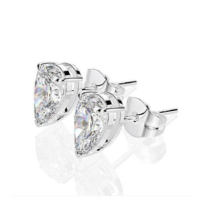 Sterling Silver Created White Sapphire Pear Cut Women's Stud Earrings-Sterling Silver-lornajewelry