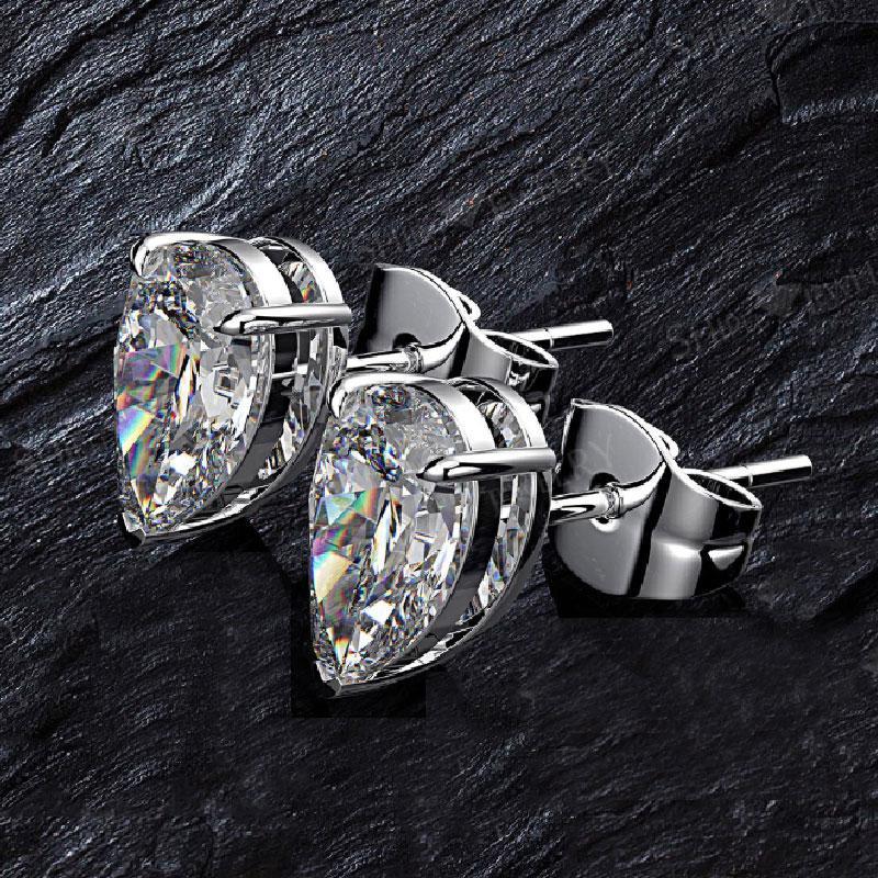 Sterling Silver Created White Sapphire Pear Cut Women's Stud Earrings-Sterling Silver-lornajewelry