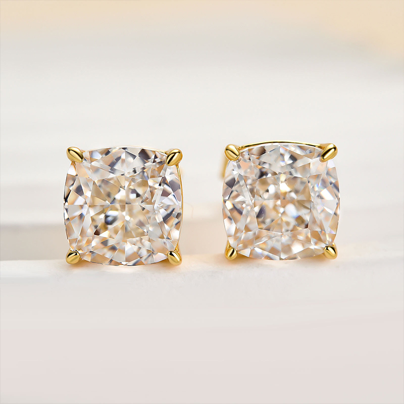 3.0 Carat Cushion Cut Sterling Silver Women's Stud Earrings-Sterling Silver-lornajewelry