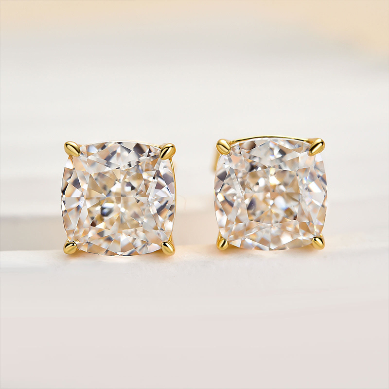 3.0 Carat Cushion Cut Sterling Silver Women's Stud Earrings-Sterling Silver-lornajewelry