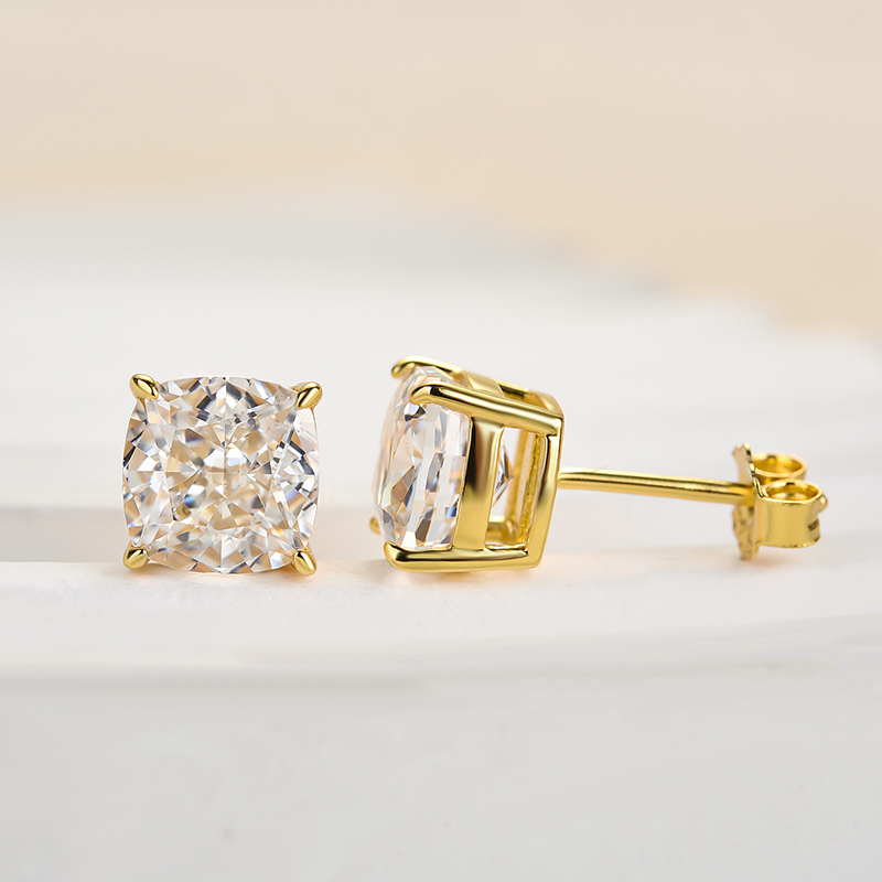 3.0 Carat Cushion Cut Sterling Silver Women's Stud Earrings-Sterling Silver-lornajewelry