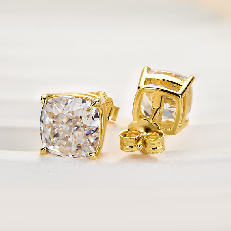 3.0 Carat Cushion Cut Sterling Silver Women's Stud Earrings-Sterling Silver-lornajewelry