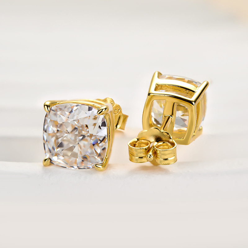 3.0 Carat Cushion Cut Sterling Silver Women's Stud Earrings-Sterling Silver-lornajewelry