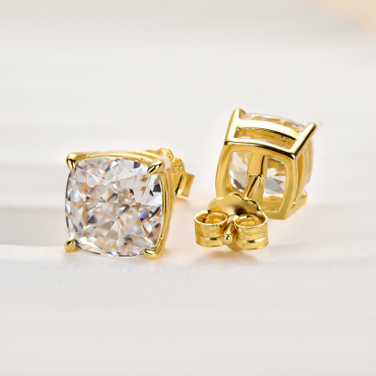 3.0 Carat Cushion Cut Sterling Silver Women's Stud Earrings-Sterling Silver-lornajewelry