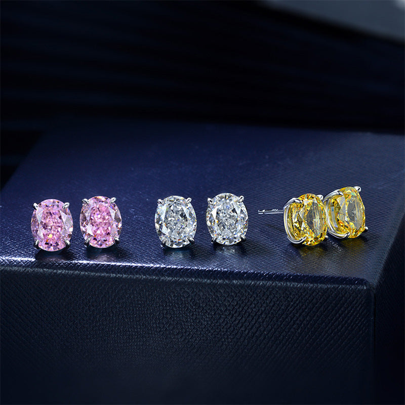 Stunning Classic Oval Cut  Stud Earrings In Sterling Silver-Sterling Silver-lornajewelry