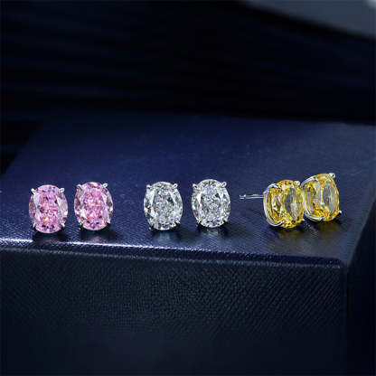 Stunning Classic Oval Cut  Stud Earrings In Sterling Silver-Sterling Silver-lornajewelry