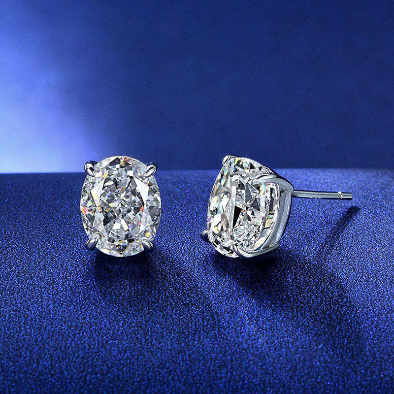 Stunning Classic Oval Cut  Stud Earrings In Sterling Silver-Sterling Silver-lornajewelry