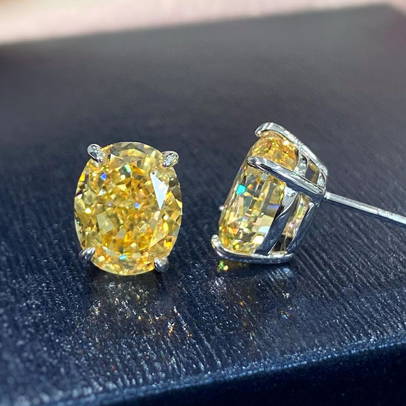 Stunning Classic Oval Cut  Stud Earrings In Sterling Silver-Sterling Silver-lornajewelry