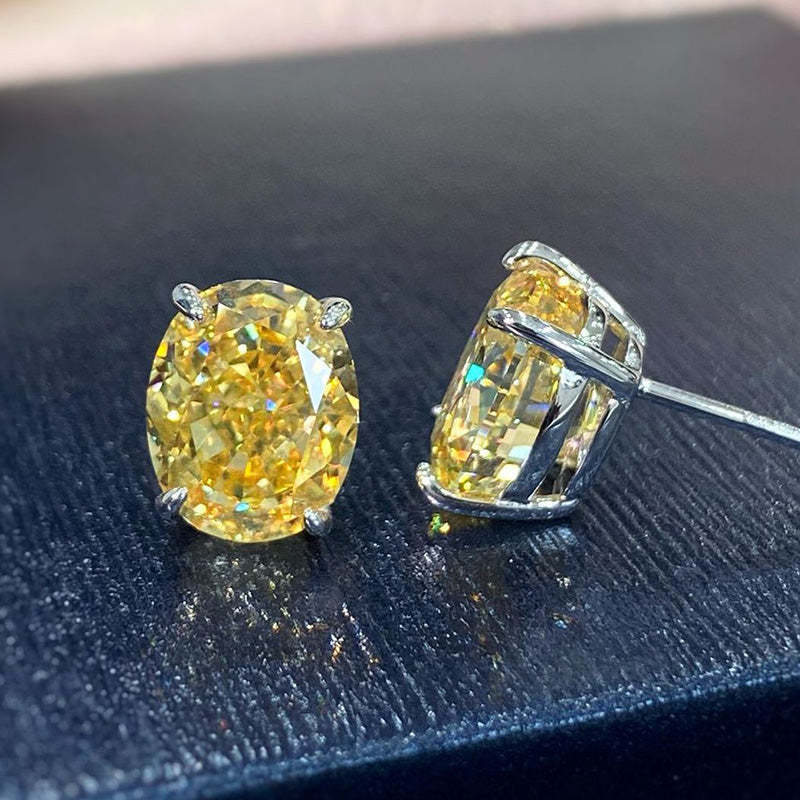 Stunning Classic Oval Cut  Stud Earrings In Sterling Silver-Sterling Silver-lornajewelry