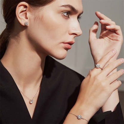 Moissanite Snowflake Stud Earrings In Sterling Silver-Sterling Silver-lornajewelry