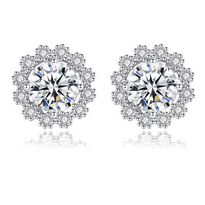 Moissanite Snowflake Stud Earrings In Sterling Silver-Sterling Silver-lornajewelry