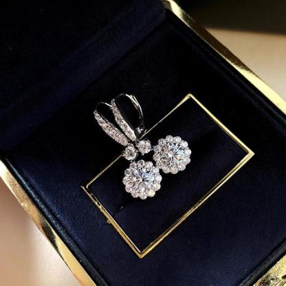 Noble Halo Round Cut Drop Earrings In Sterling Silver-Sterling Silver-lornajewelry