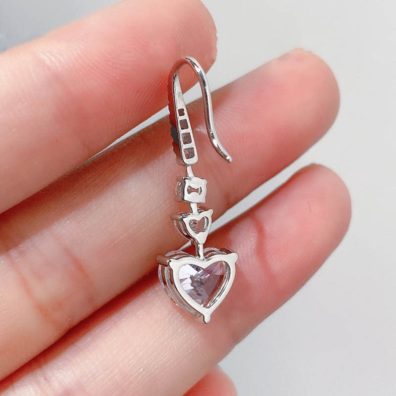 Stunning Heart Cut Women's Stud Earrings In Sterling Silver-Sterling Silver-lornajewelry