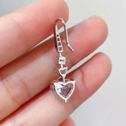 Stunning Heart Cut Women's Stud Earrings In Sterling Silver-Sterling Silver-lornajewelry