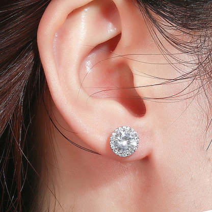Birthstone Stud Earrings In Sterling Silver-Sterling Silver-lornajewelry